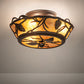 Meyda Lighting Whispering Pines 10" 3-Light Oil Rubbed Bronze Flush Mount Light With Amber Mica Shade Glass
