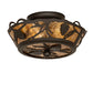 Meyda Lighting Whispering Pines 10" 3-Light Oil Rubbed Bronze Flush Mount Light With Amber Mica Shade Glass