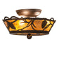 Meyda Lighting Whispering Pines 10" 3-Light Oil Rubbed Bronze Flush Mount Light With Amber Mica Shade Glass