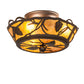 Meyda Lighting Whispering Pines 10" 3-Light Oil Rubbed Bronze Flush Mount Light With Amber Mica Shade Glass