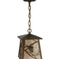 Meyda Lighting Whispering Pines 10" Antique Copper Lantern Pendant Light With Silver Mica Shade Glass