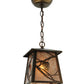 Meyda Lighting Whispering Pines 10" Antique Copper Lantern Pendant Light With Silver Mica Shade Glass