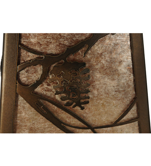 Meyda Lighting Whispering Pines 10" Antique Copper Lantern Pendant Light With Silver Mica Shade Glass