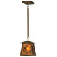 Meyda Lighting Whispering Pines 10" Antique Copper Mini Pendant Light With Amber Mica Shade Glass
