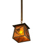 Meyda Lighting Whispering Pines 10" Antique Copper Mini Pendant Light With Amber Mica Shade Glass