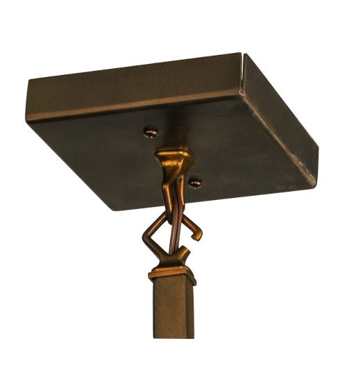 Meyda Lighting Whispering Pines 10" Antique Copper Mini Pendant Light With Amber Mica Shade Glass