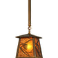 Meyda Lighting Whispering Pines 10" Antique Copper Mini Pendant Light With Amber Mica Shade Glass
