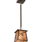Meyda Lighting Whispering Pines 10" Antique Copper Mini Pendant Light With Silver Mica Shade Glass