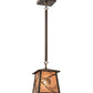 Meyda Lighting Whispering Pines 10" Antique Copper Mini Pendant Light With Silver Mica Shade Glass