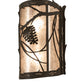 Meyda Lighting Whispering Pines 10" Oil Rubbed Bronze Left Wall Sconce With Silver Mica Shade Glass