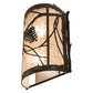 Meyda Lighting Whispering Pines 10" Oil Rubbed Bronze Left Wall Sconce With Silver Mica Shade Glass