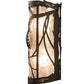 Meyda Lighting Whispering Pines 10" Oil Rubbed Bronze Left Wall Sconce With Silver Mica Shade Glass