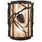 Meyda Lighting Whispering Pines 10" Oil Rubbed Bronze Left Wall Sconce With Silver Mica Shade Glass