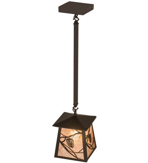 Meyda Lighting Whispering Pines 10" Oil Rubbed Bronze Pendant Light With Silver Mica Shade Glass