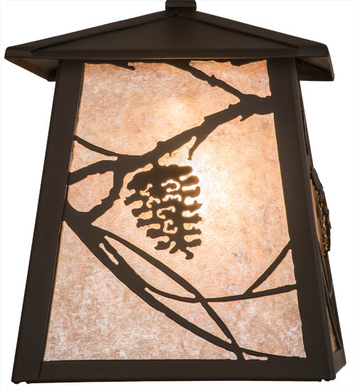 Meyda Lighting Whispering Pines 10" Oil Rubbed Bronze Pendant Light With Silver Mica Shade Glass