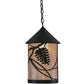 Meyda Lighting Whispering Pines 10" Textured Black Pendant Light With Silver Mica Shade Glass