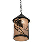 Meyda Lighting Whispering Pines 10" Textured Black Pendant Light With Silver Mica Shade Glass