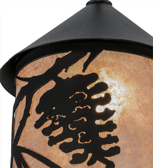 Meyda Lighting Whispering Pines 10" Textured Black Pendant Light With Silver Mica Shade Glass