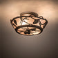 Meyda Lighting Whispering Pines 11" 2-Light Oil Rubbed Bronze Flush Mount Light With Silver Mica Shade Glass