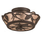 Meyda Lighting Whispering Pines 11" 2-Light Oil Rubbed Bronze Flush Mount Light With Silver Mica Shade Glass