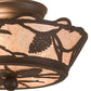 Meyda Lighting Whispering Pines 11" 2-Light Oil Rubbed Bronze Flush Mount Light With Silver Mica Shade Glass