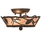 Meyda Lighting Whispering Pines 11" 2-Light Oil Rubbed Bronze Flush Mount Light With Silver Mica Shade Glass