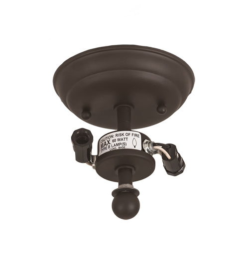 Meyda Lighting Whispering Pines 11" 2-Light Oil Rubbed Bronze Flush Mount Light With Silver Mica Shade Glass