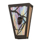 Meyda Lighting Whispering Pines 11" 2-Light Timeless Bronze Wall Sconce With Beige Iridescent Art Shade Glass