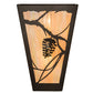 Meyda Lighting Whispering Pines 11" 2-Light Timeless Bronze Wall Sconce With Beige Iridescent Art Shade Glass