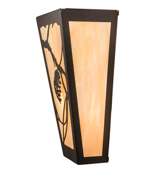 Meyda Lighting Whispering Pines 11" 2-Light Timeless Bronze Wall Sconce With Beige Iridescent Art Shade Glass