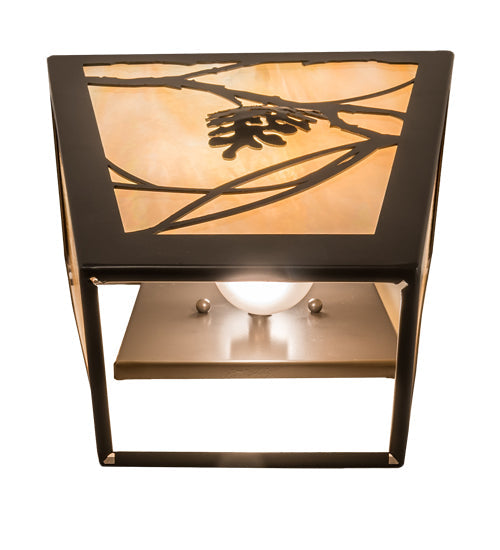 Meyda Lighting Whispering Pines 11" 2-Light Timeless Bronze Wall Sconce With Beige Iridescent Art Shade Glass