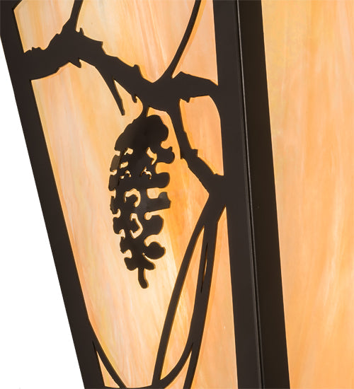 Meyda Lighting Whispering Pines 11" 2-Light Timeless Bronze Wall Sconce With Beige Iridescent Art Shade Glass