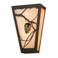 Meyda Lighting Whispering Pines 11" 2-Light Timeless Bronze Wall Sconce With Beige Iridescent Art Shade Glass