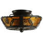 Meyda Lighting Whispering Pines 11" 3-Light Timeless Bronze Flush Mount Light With Amber Mica Shade Glass