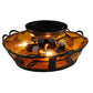 Meyda Lighting Whispering Pines 11" 3-Light Timeless Bronze Flush Mount Light With Amber Mica Shade Glass