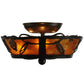 Meyda Lighting Whispering Pines 11" 3-Light Timeless Bronze Flush Mount Light With Amber Mica Shade Glass