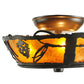 Meyda Lighting Whispering Pines 11" 3-Light Timeless Bronze Flush Mount Light With Amber Mica Shade Glass