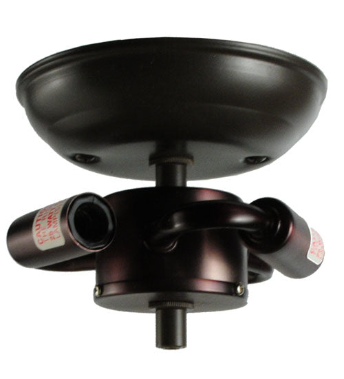Meyda Lighting Whispering Pines 11" 3-Light Timeless Bronze Flush Mount Light With Amber Mica Shade Glass