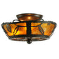 Meyda Lighting Whispering Pines 11" 3-Light Timeless Bronze Flush Mount Light With Amber Mica Shade Glass