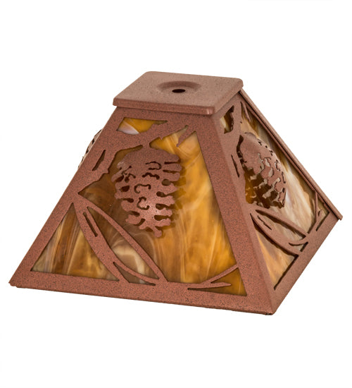 Meyda Lighting Whispering Pines 11" Rust Frame With Honey Amber Art Shade Glass