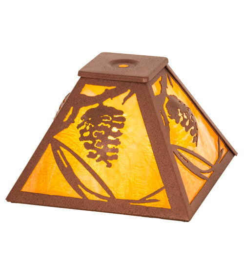 Meyda Lighting Whispering Pines 11" Rust Frame With Honey Amber Art Shade Glass