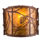 Meyda Lighting Whispering Pines 11" Rust Wall Sconce With Amber Mica Shade Glass