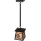 Meyda Lighting Whispering Pines 11" Timeless Bronze Pendant Light With Silver Mica Shade Glass