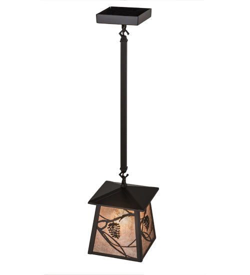 Meyda Lighting Whispering Pines 11" Timeless Bronze Pendant Light With Silver Mica Shade Glass