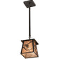 Meyda Lighting Whispering Pines 11" Timeless Bronze Pendant Light With Silver Mica Shade Glass