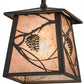 Meyda Lighting Whispering Pines 11" Timeless Bronze Pendant Light With Silver Mica Shade Glass