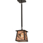 Meyda Lighting Whispering Pines 11" Timeless Bronze Pendant Light With Silver Mica Shade Glass