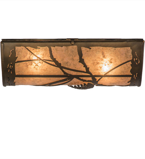 Meyda Lighting Whispering Pines 12" 2-Light Antique Copper Flush Mount Light With Silver Mica Shade Glass