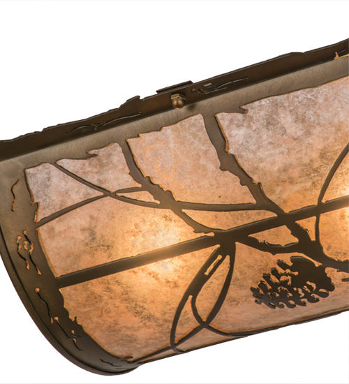 Meyda Lighting Whispering Pines 12" 2-Light Antique Copper Flush Mount Light With Silver Mica Shade Glass