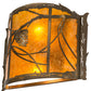 Meyda Lighting Whispering Pines 12" 2-Light Antique Copper Wall Sconce With Amber Mica Shade Glass